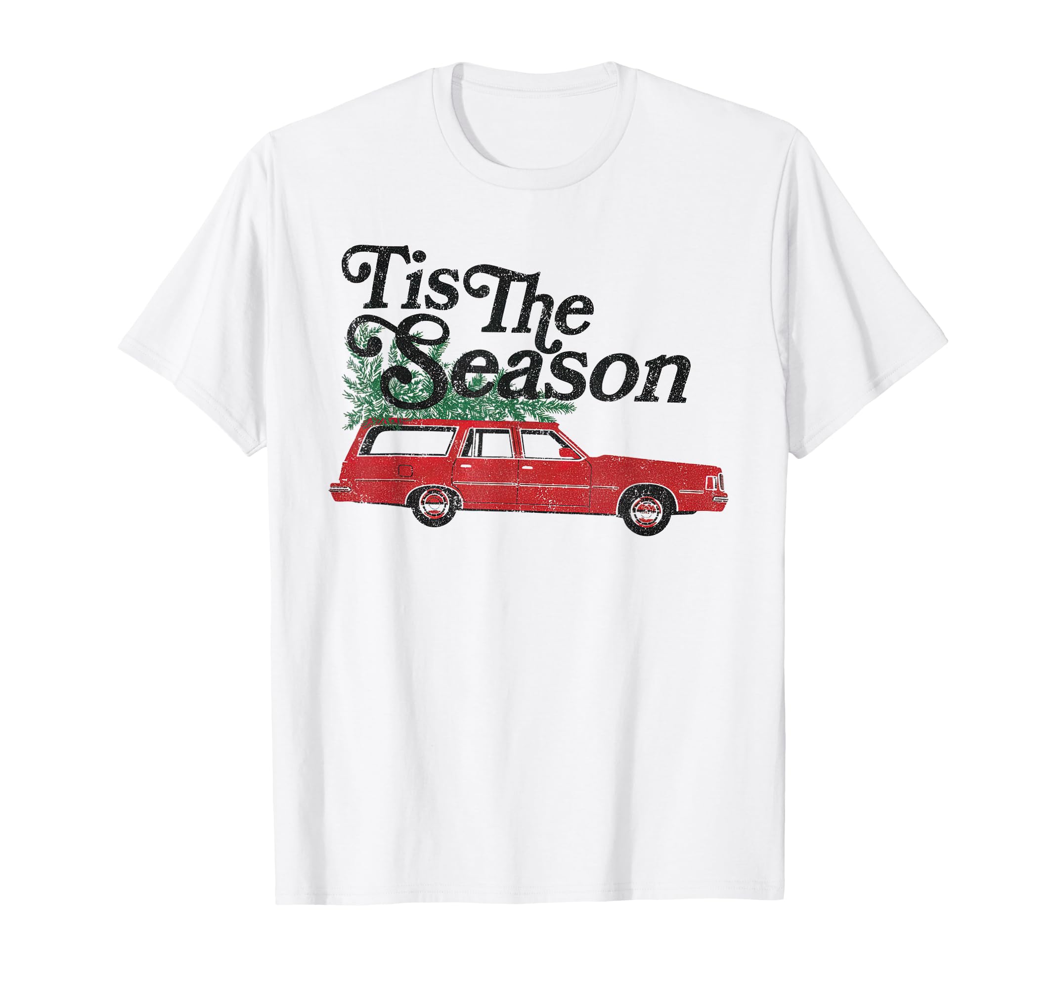 Photo 1 of ’Tis The Season Retro Wagon Christmas Tree Holiday T-Shirt