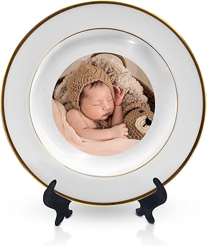 Miniatura 1 de MIRACLE PRINTS Personalized Photo Ceramic Dinner Plates Custom Display Plate Dishes with Picture Photo Text Logo Customizable Memorial gifts for any