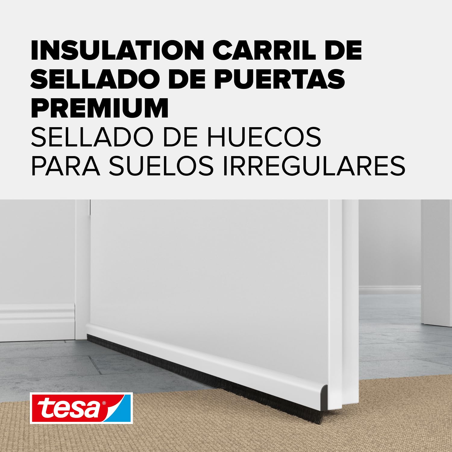 Tesa 05405-00100-00 - Riel de Sellado de Puertas, Moll para Suelos Irregulares, Blanco, 100 x 7 cm