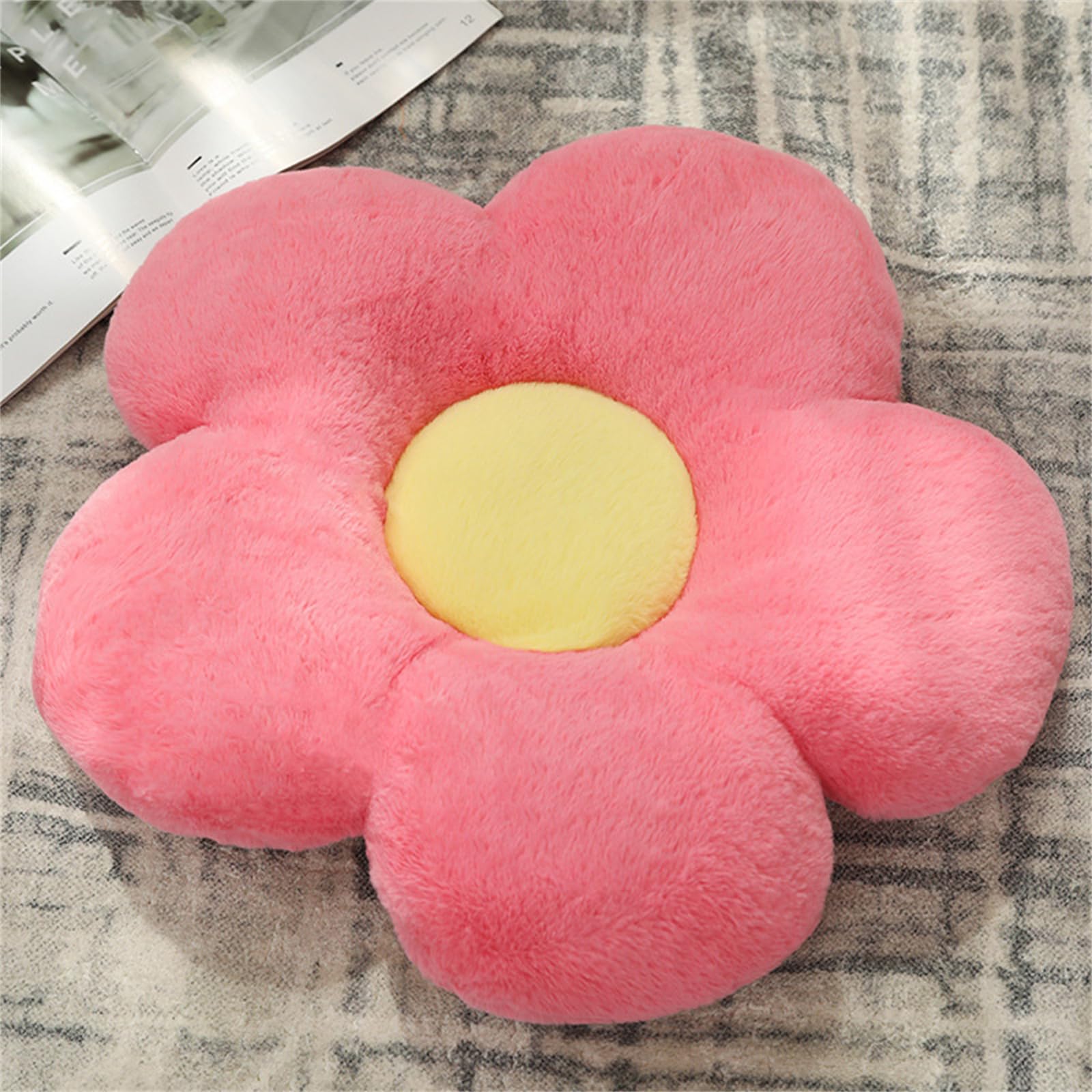 Chickwin Cuscino Fiore, Cuscino Fiori Estetico Simpatico Cuscino in Peluche a Forma di Fiore per Stanza, Camera, Divano Decorativo (35 * 35,Rosa Chiaro