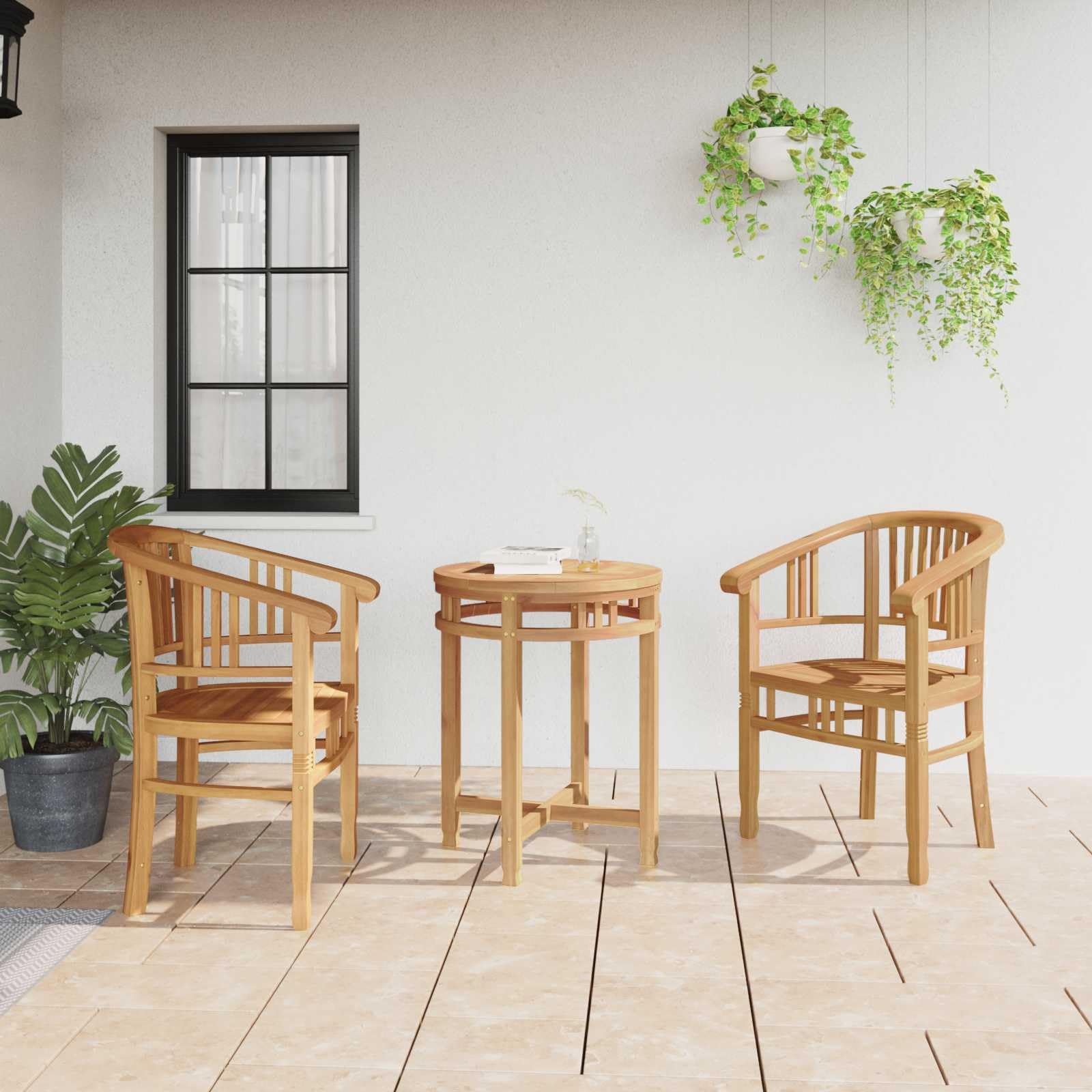 Chaise en teck massif avec accoudoirs sculptés de prestige pour jardin