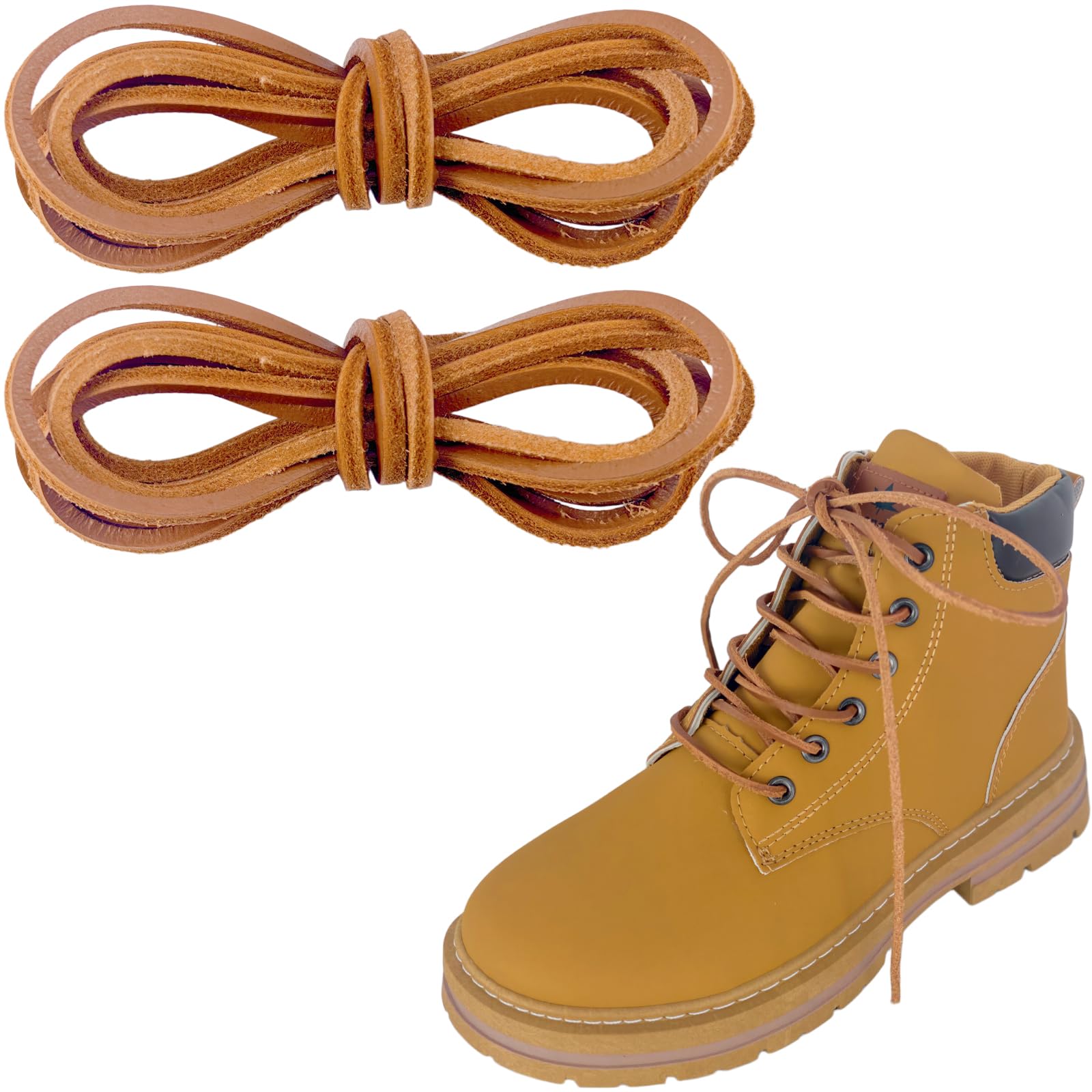 Lacci Scarpe in Vera Pelle 3,5 mm – Cordino Pelle 4 Yard Tagliabile per Stivali, Mocassini, Scarpe e DIY