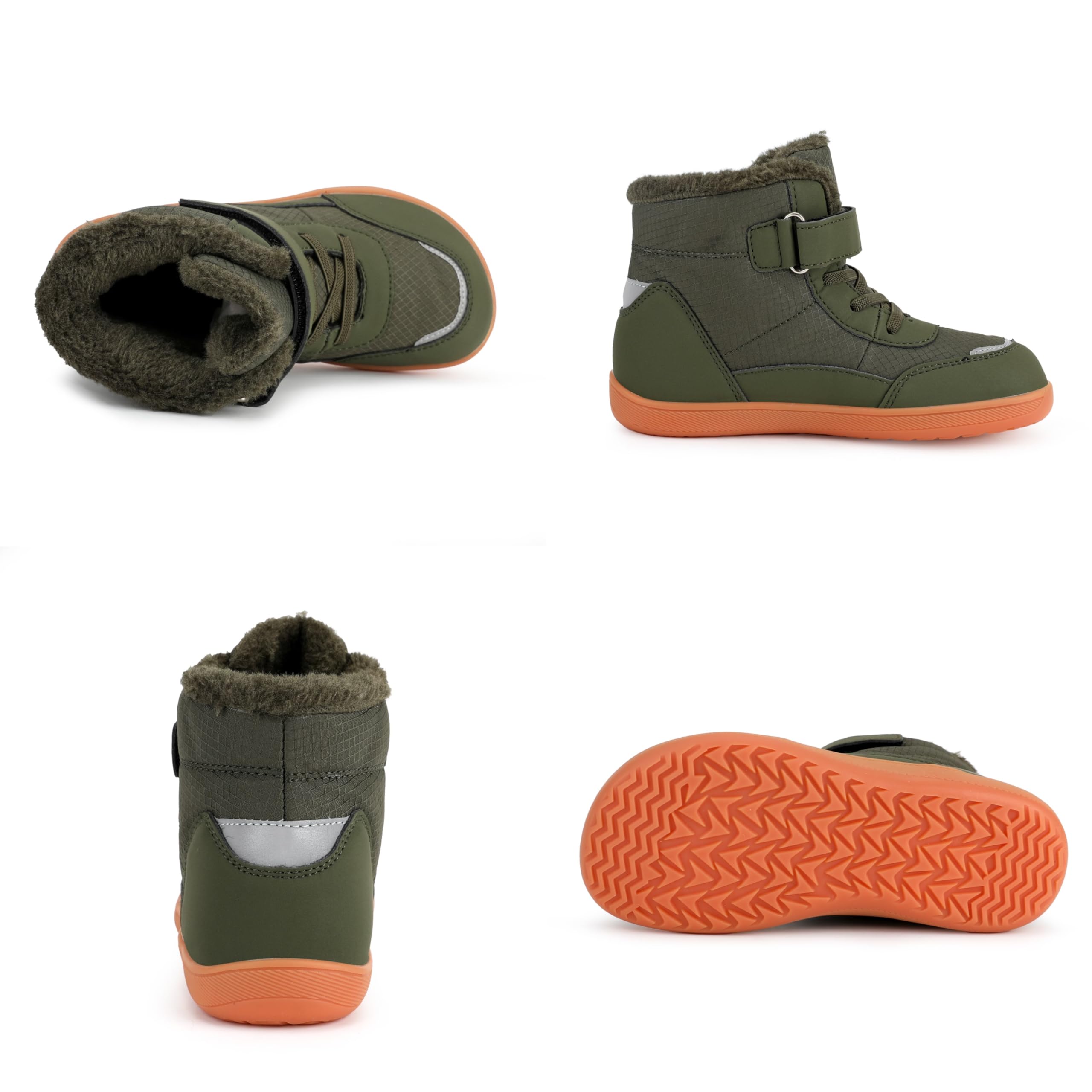 Stivali da Neve Ragazzi Ragazze Scarpe Invernali per Bambini Leggero, Antiscivolo e Caldo Barefoot Scarpe, Verde, 28