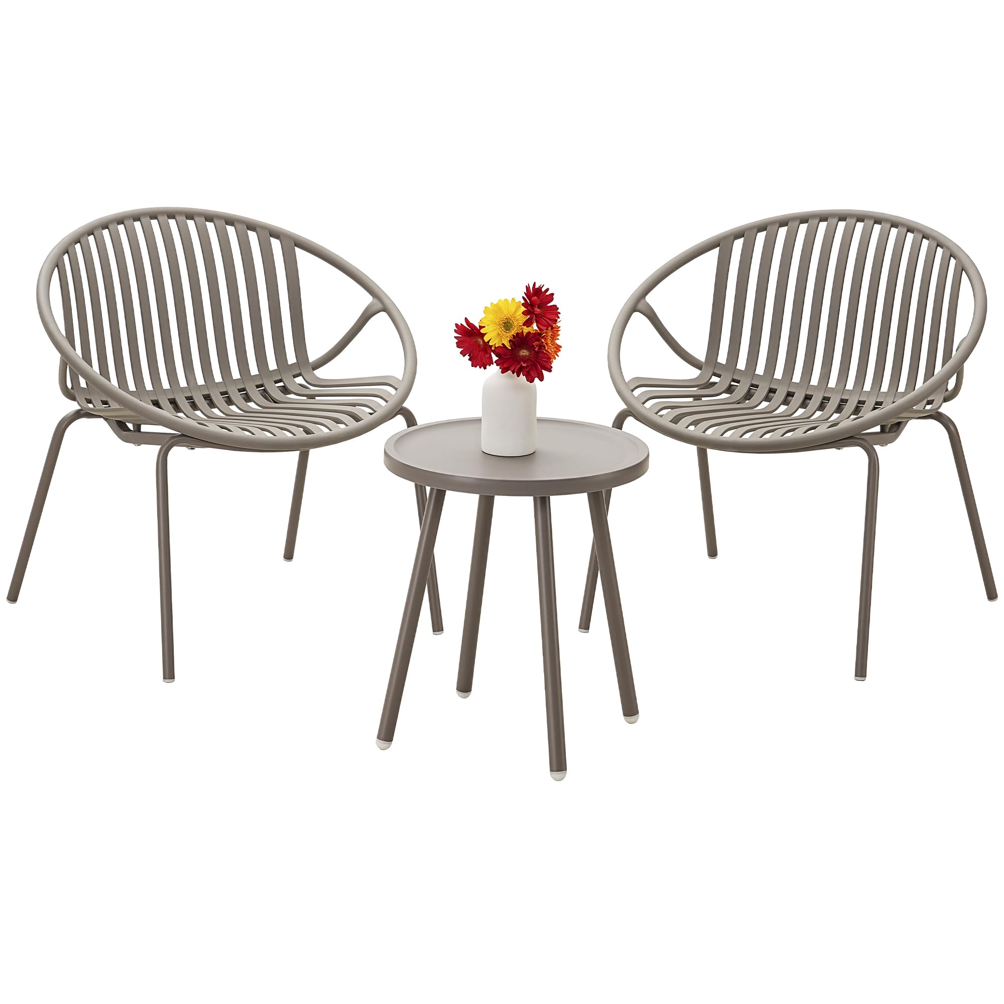 Werph 3-Piece Outdoor Bistro Table and Chairs Set, Grey