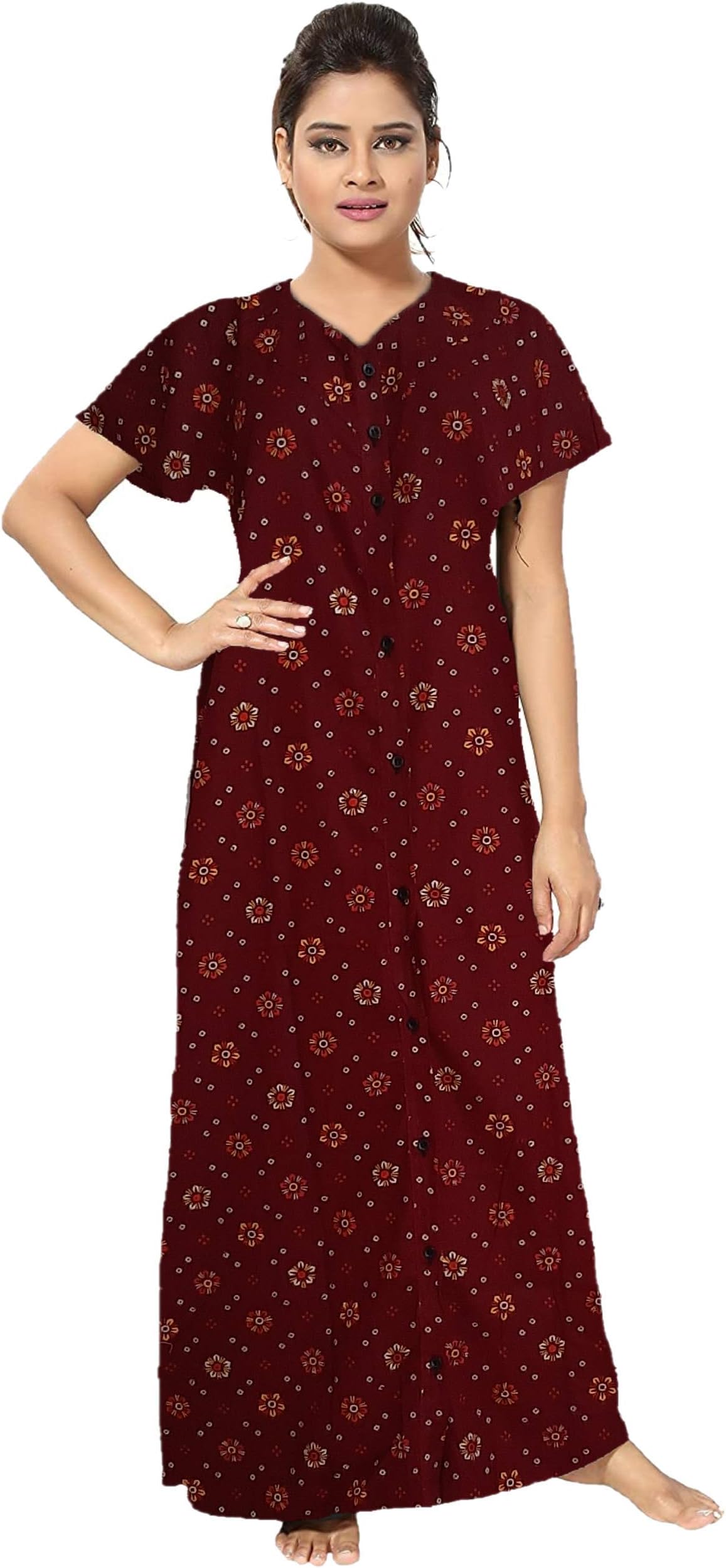 kavyaWomen's Cotton Printed Maxi Nighty