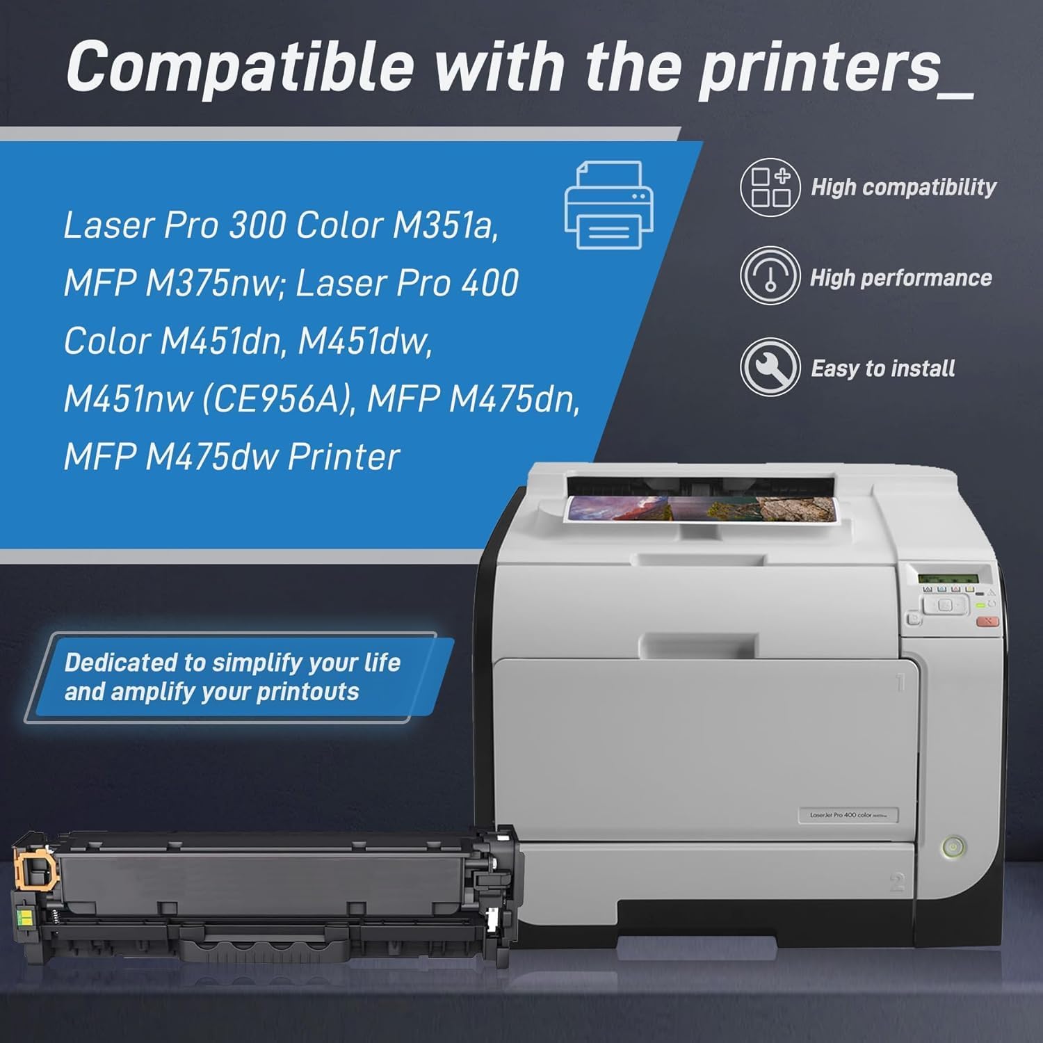 305A Toner Cartridge Replacement for HP 305A CE410A CE411A CE412A CE413A Toner for Laser Pro 400 Color M451dn M451dw M451nw Pro 300 M375nw M475dw M475dn Printer (4 Pack, Black/Cyan/Magenta/Yellow)