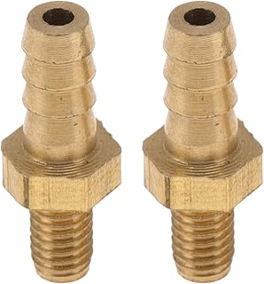 Brass Hose Barb Fittings 3mm(1/8") M3 Male Thread Straight Barb Connector for Air Water Oil Gas Fuel 2 Pcs Gold Tone