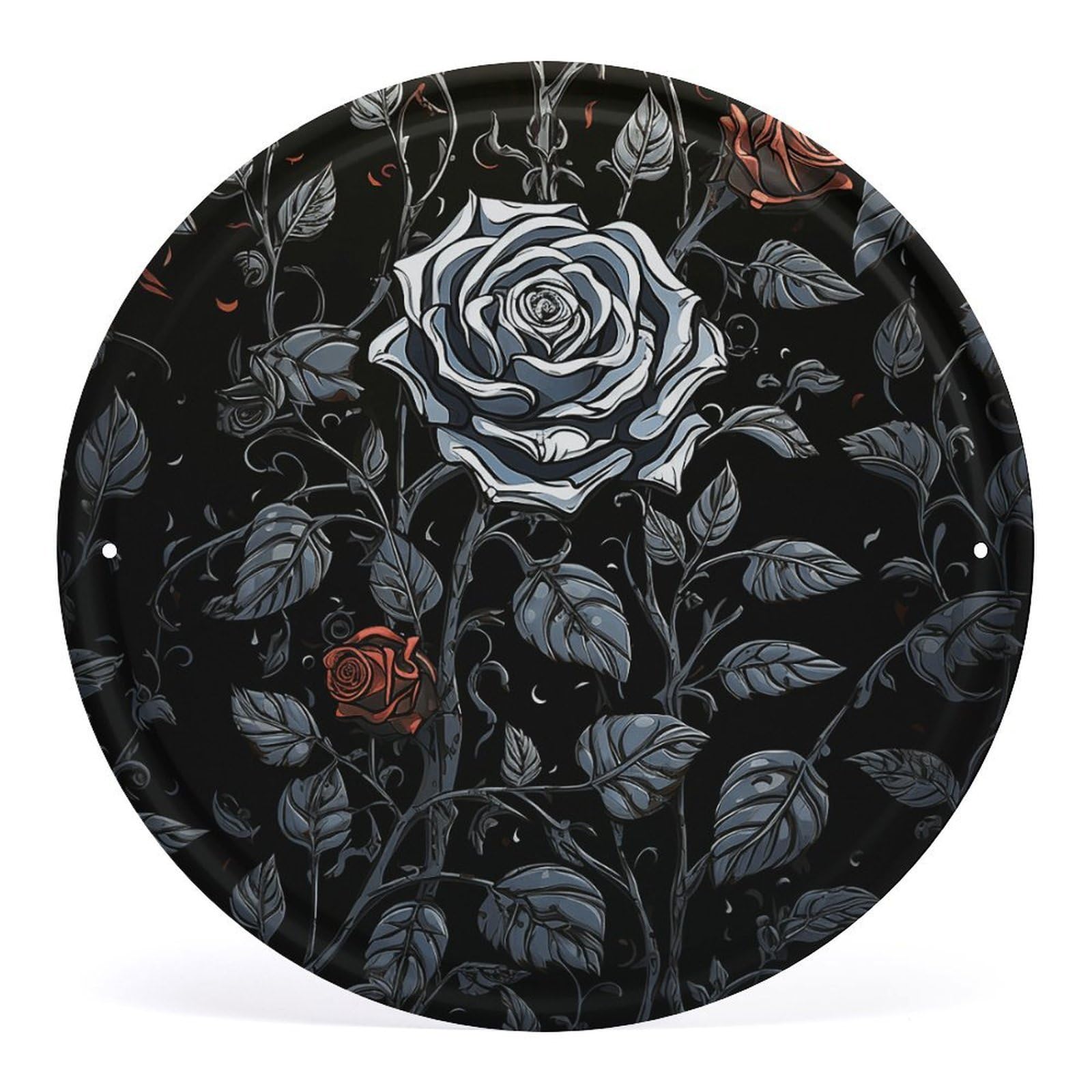 Letrero de metal redondo gótico para decorar un dormitorio rosa vintage con arte de hierro