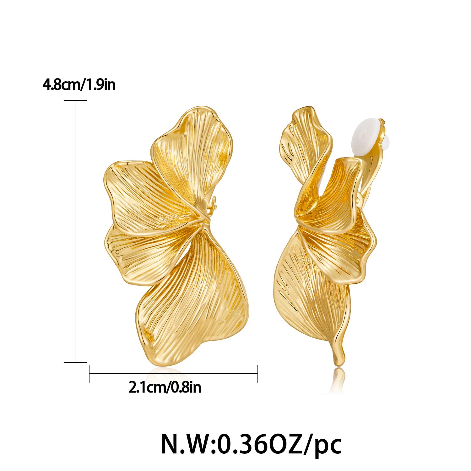 FAUTHENTIUTE Gold Flower Clip on Earrings For Women Chunky Floral Statement Earring With 4pcs Petal Summer Boho Gold Jewelry Gift - Image 6