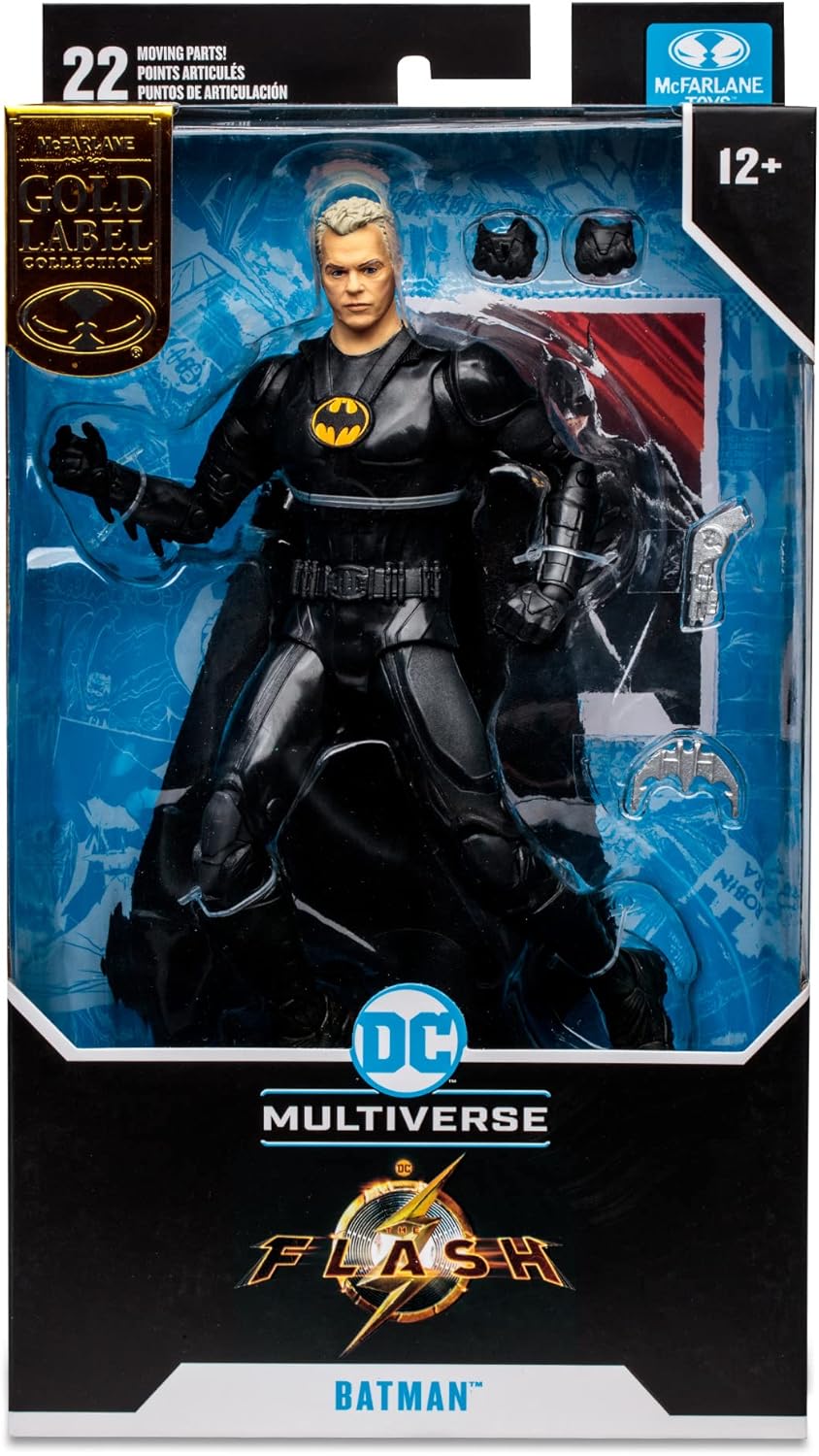 McFarlane Toys DC Multiverse Movie 7 Inch Action Figure The Flash Exclusive - Unmasked Batman (Gold Label), Black