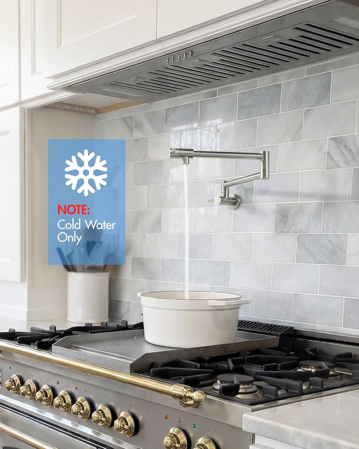 Pot Filler Faucet Brushed Nickel Commercial Wall Mount Stove Faucet Wall Mount Pot Filler Facuet - Image 4