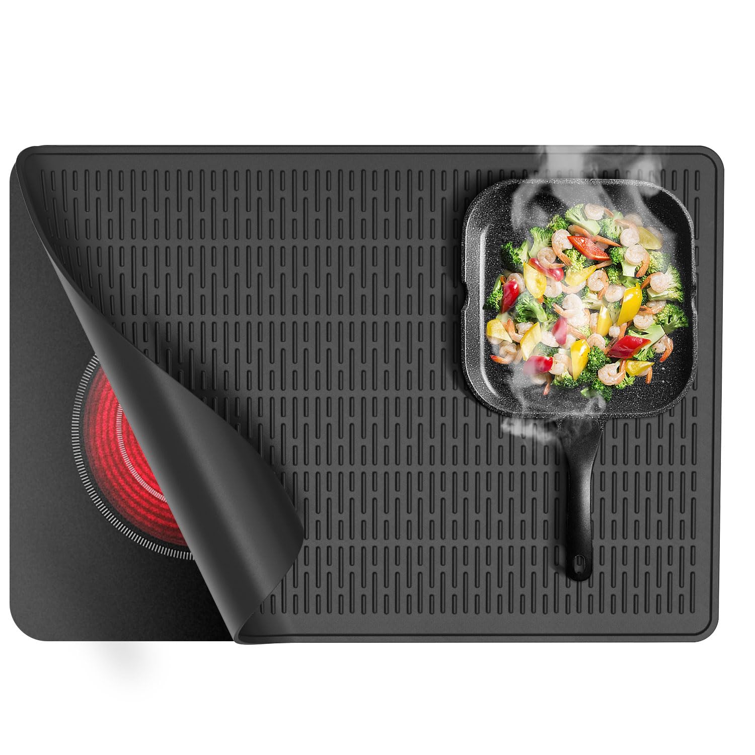 28x20 Inch Silicone Stove Top Cover Mat - Heat Resistant Protector & Counter Space Extender For Glass Top Stoves