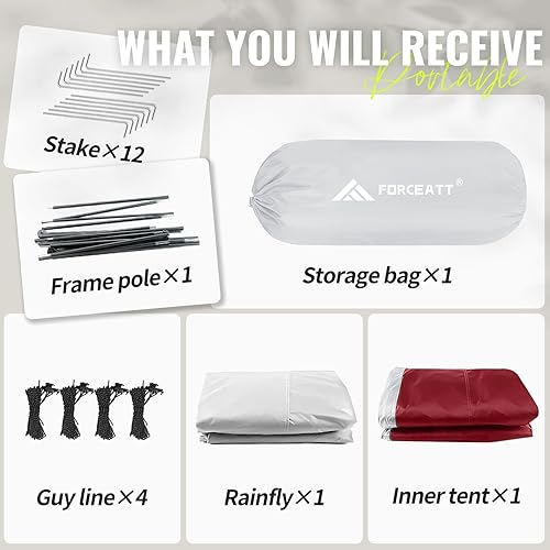Miniatura 5 de Forceatt Tent for 2 and 3 Person is Waterproof and Windproof, Camping Tent for 3 to 4 Seasons,Lightweight Aluminum Pole Backpacking Tent Can be Set