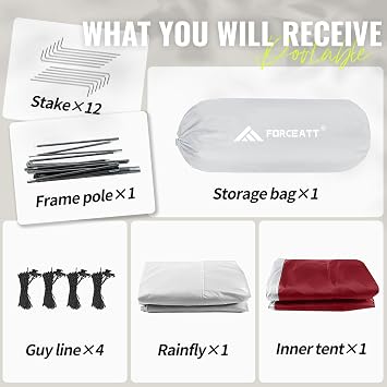 Forceatt Camping Tent,2-3 Man Tent for Outdoor PU3000mm Waterproof Tent Lightweight & Portable easy set up for Hiking Backping Eurohike