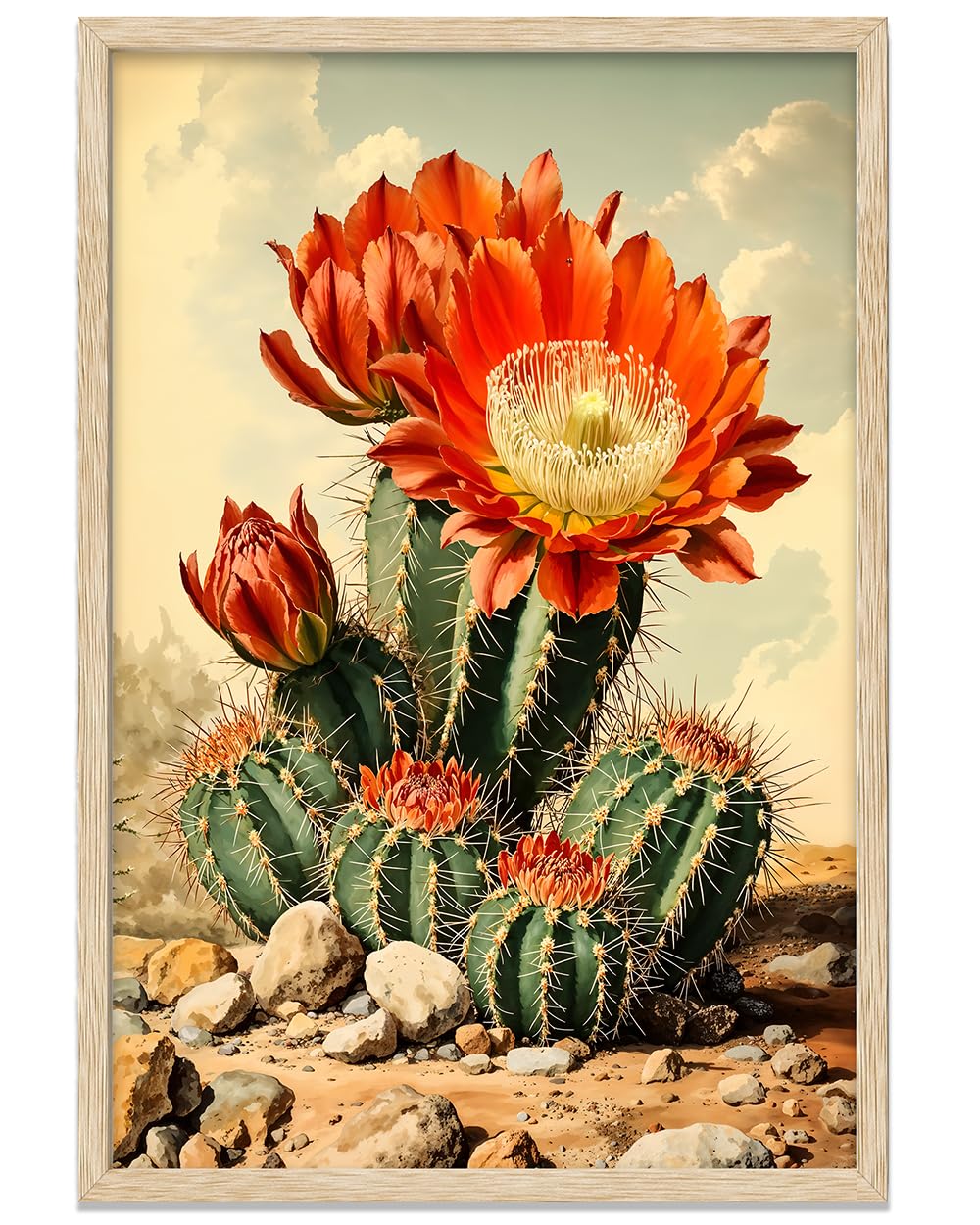 Amazon.com: Desert Cactus Red Bloom - Succulent Plant Illustration 24x36  Framed Print, Cactus Wall Art for Living Room Decor, Bedroom Decor, Office  Decor, Southwestern Decor Poster, Desert Flower Print : Home &