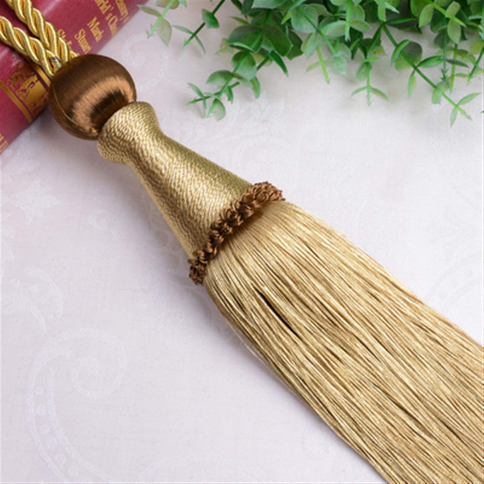 2 Piezas/Par De Alzapaños para Cortinas, Bolas Colgantes, Borlas, Correas De Cepillo, Cuerdas De Amarre, Cinturón, Accesorios para Cortinas, Cierre, Cinta De A,Gold Yellow
