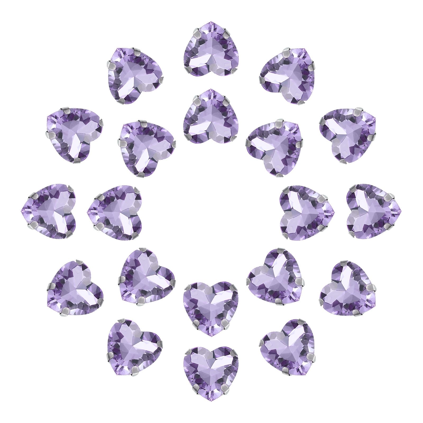 Diamantes de imitación de corazón uxcell de cristal facetado con base de metal