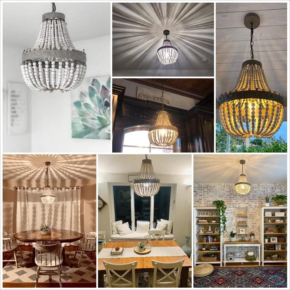 Bеѕt Cуbеr Mоndау 🔥 Newrays Wood Bead Chandelier Pendant Gray White Finishing Bohemian Boho Beachy Ceiling Lamp Light Fixtures( Antique White) Buу 1 gеt 1 Newrays Wood Bead Chandelier Pendant Gray White Finishing Bohemian Boho Beachy Ceiling Lamp Light Fixtures( Antique White)