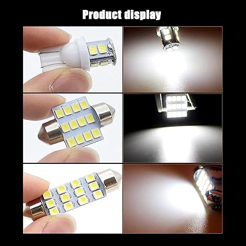 Miniatura 4 de ZKFAR Pack-20 - Juego de 20 bombillas LED para automóvil, T10 de 1.220 in y 1.654 in, luz blanca de placa de matrícula de 6000 K, adecuada para