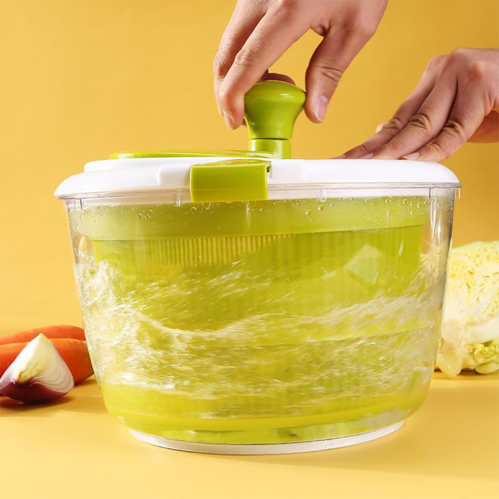 Salatschleuder Obst Gemüsewaschmaschine mit Deckel,Abnehmbarer Abtropfkorb