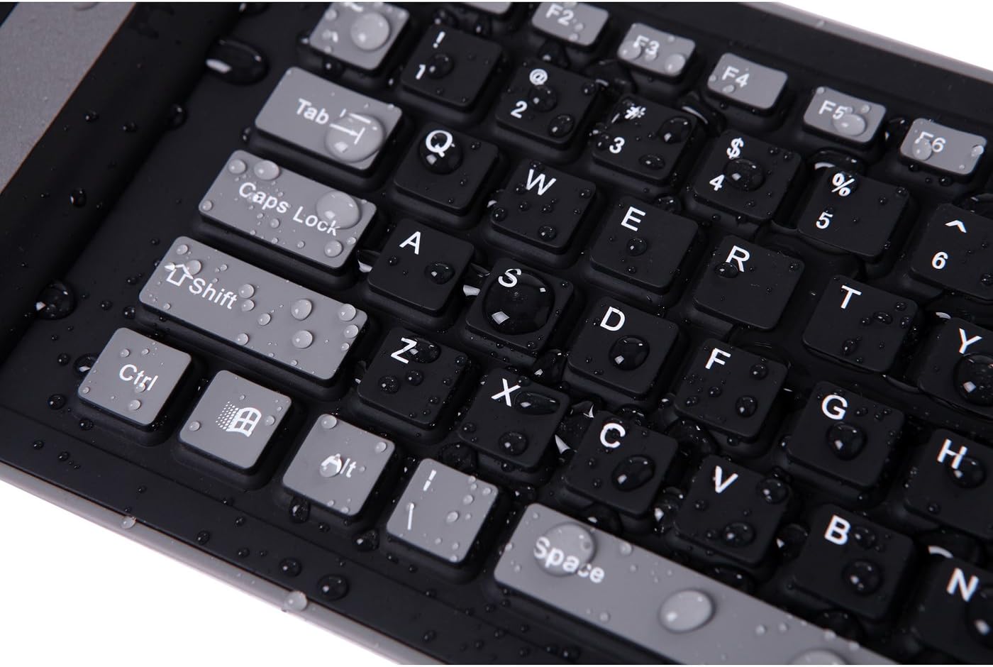 HDE Roll Up Wireless Keyboard Spillproof Silicone Portable Folding Keyboard Silent Typing Soft Touch Keys with USB Receiver