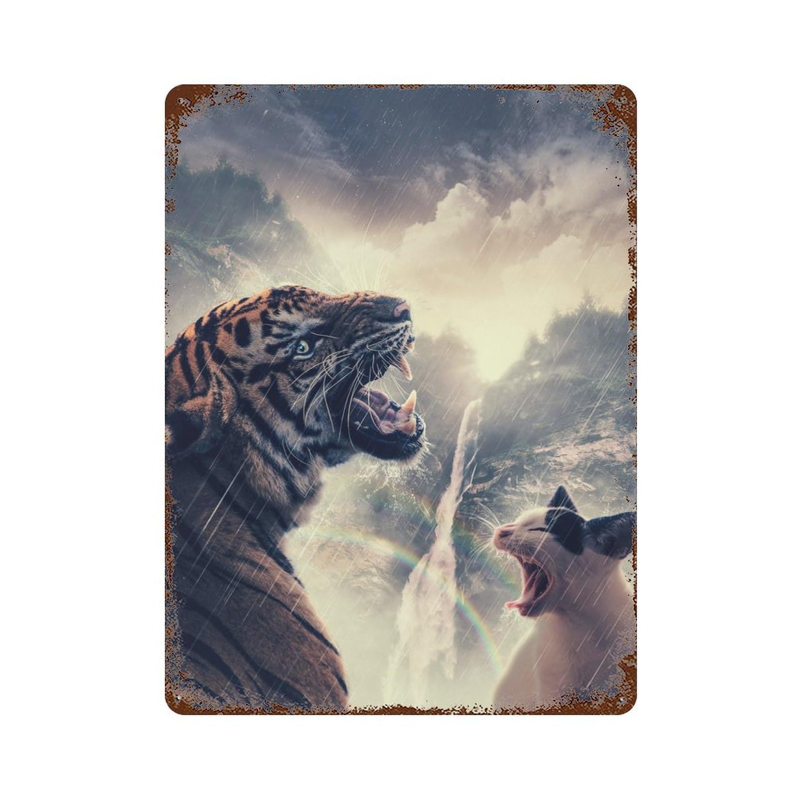 Vintage Rust Metal Sign ROAR 15.7"x11.8", Shabby Chic Decor for Cafe, Home Bar And Lounge Decor