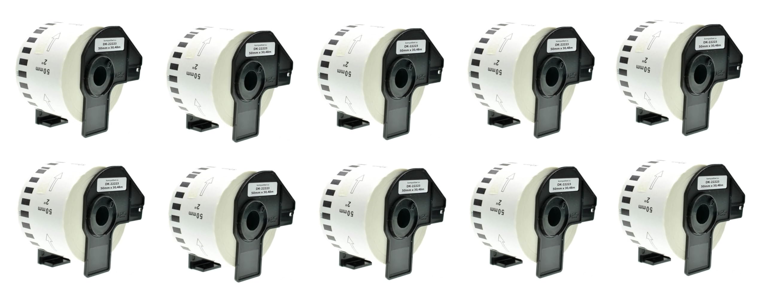 10 Rotoli DK-22223 Etichette a Lunghezza Continua Compatibile con Brother, 50mm x 30.48m, 10 Etichette per Stampanti di Etichette Brother QL