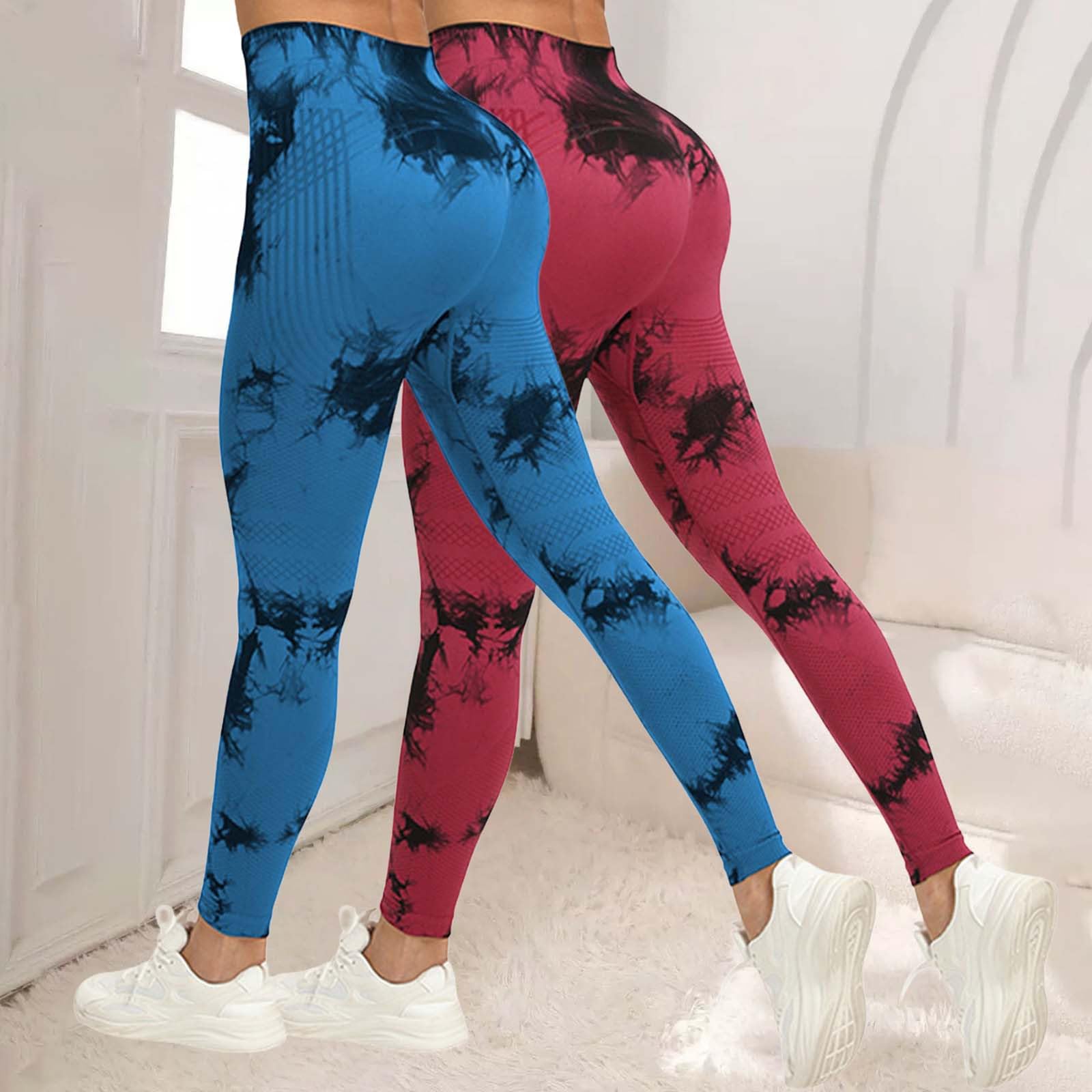 Pack de 2 leggings para mujer de cintura alta, leggings de yoga largos para mujer, paquete múltiple, pantalones de fitness, pantalones de fitness, pantalones de fitness, pantalones para correr