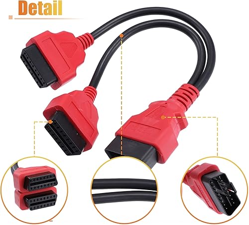 Miniatura 6 de X AUTOHAUX 32 a 16 Pin OBD2 11.81 "Car Diagnostic Connector Adapter Extension Cable Tool Male to Dual Female Adapter Red