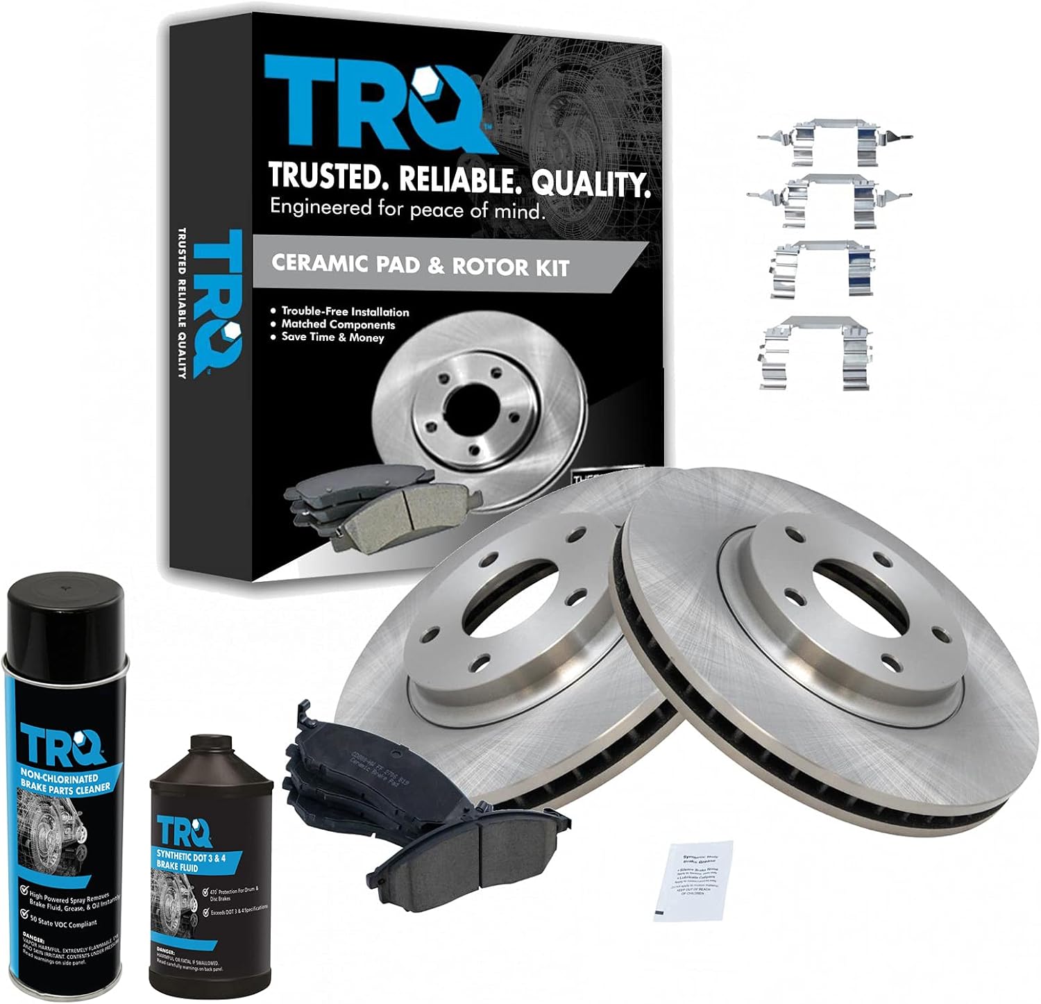 TRQ Front Brake Pad & Rotor Kit Brake Chemical Kit Brake Pads Brake Rotor Ceramic Compatible with 2003-2004 INFINITI M45 2002-2006 Q45