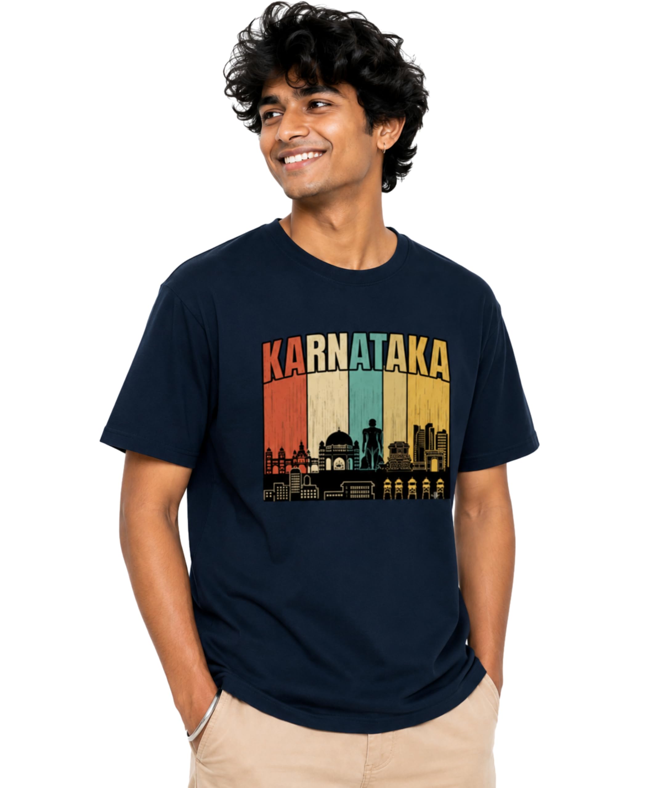 Vintage Karnataka Skyline Graphic T-Shirt-picture-37