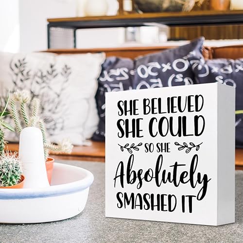 Miniatura 63 de Letrero de madera con texto en inglés "In Case Nobody Told You Today You are Awesome Bloque de madera, decoración de escritorio, caja de motivación