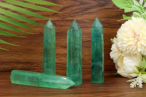 Miniatura 2 de LAIDANLA Varitas de cristales curativos de fluorita verde de 3.5 a 4 pulgadas, varita de energía natural de Reiki, piedra de obelisco de punta
