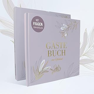 colortouch Gästebuch Hochzeit mit Fragen zum Ausfüllen, 104 Hochwertige Seiten Hochzeitsgästebuch, Premium Papier Hochzeitsbuch mit Hardcover faür schöne Erinnerungen, Vintage Hochzeit Gästebuch