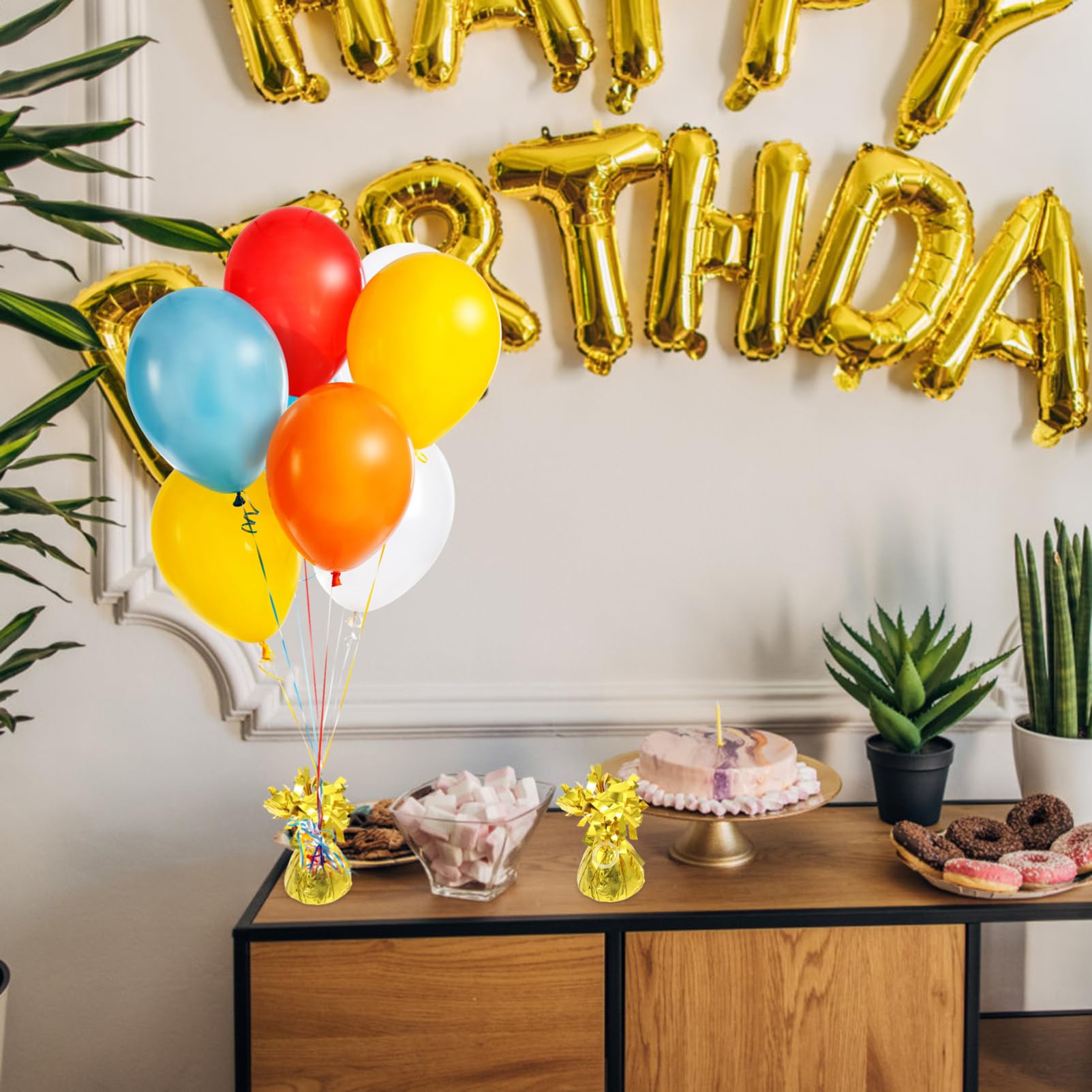 Blocchi Peso per Palloncini Oro 5 Pezzi, Foglio Alluminio