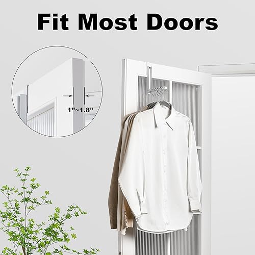 Miniatura 5 de Paquete de 2 ganchos para colgar sobre la puerta para ropa, estante de secado plegable sobre la puerta para lavandería, gancho para colgar en la