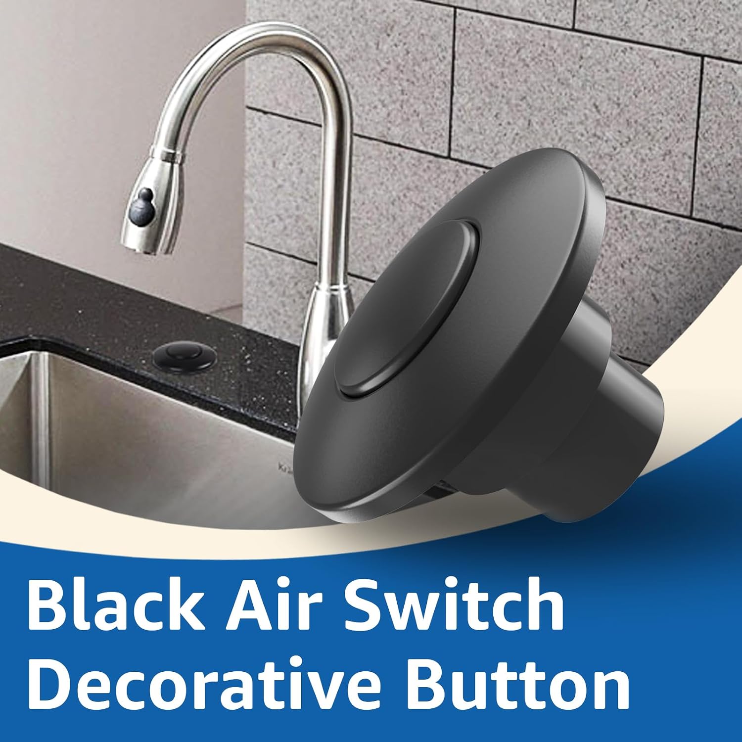 Garbage Disposal Button for InSinkErator STC-MTBLK Push Sinktop Switch | Matte Black Garbage Disposal Air Switch Button Replacement for InSinkErator Decorative Air Switch Button 1 Pack