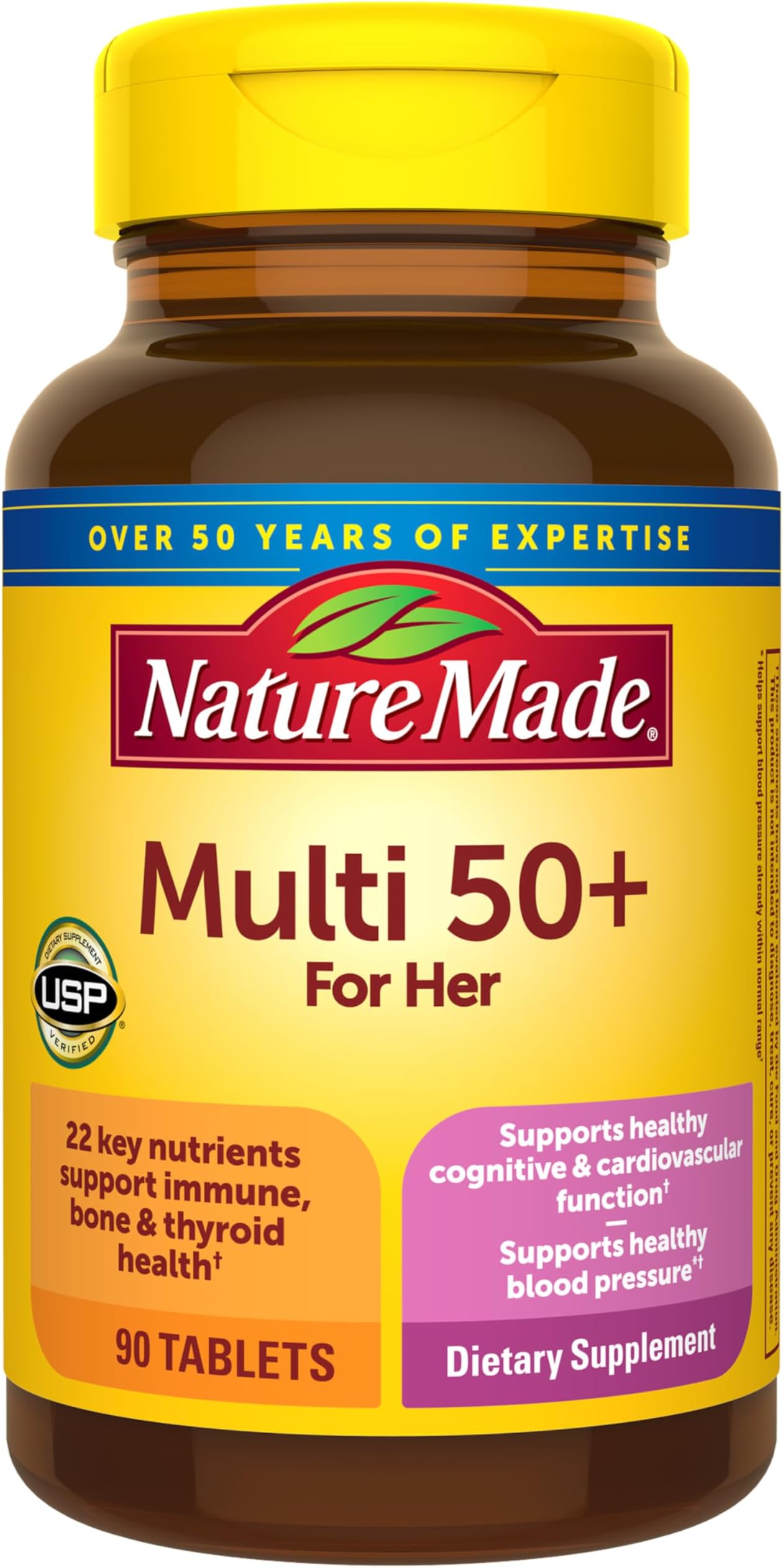 Multivitamin For Women 50+ No Iron, Multivitamins for Women 50 Plus, Daily Nutritional Support, Nature Made Multi Vitamins, 90 Tablets, 90 Day Supply