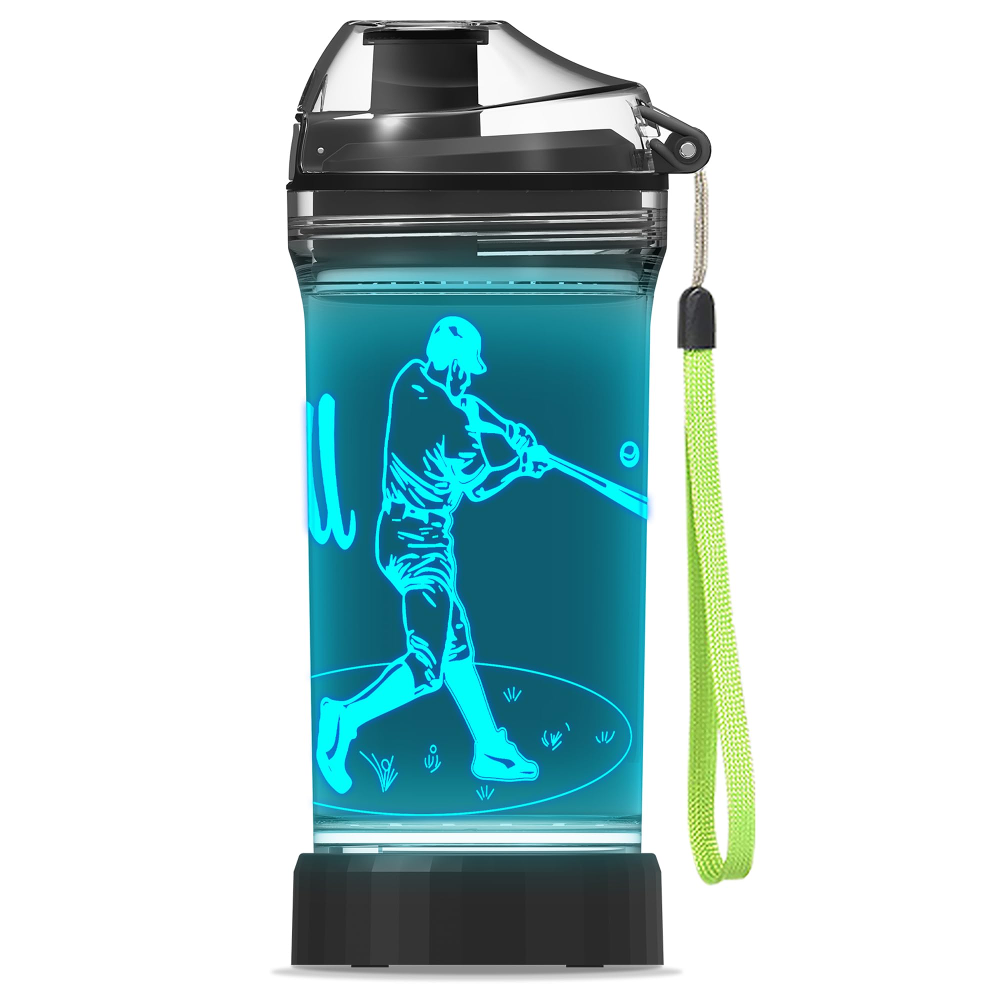 Bouteille d'eau lumineuse baseball 3D anti-fuite sans BPA pour enfant