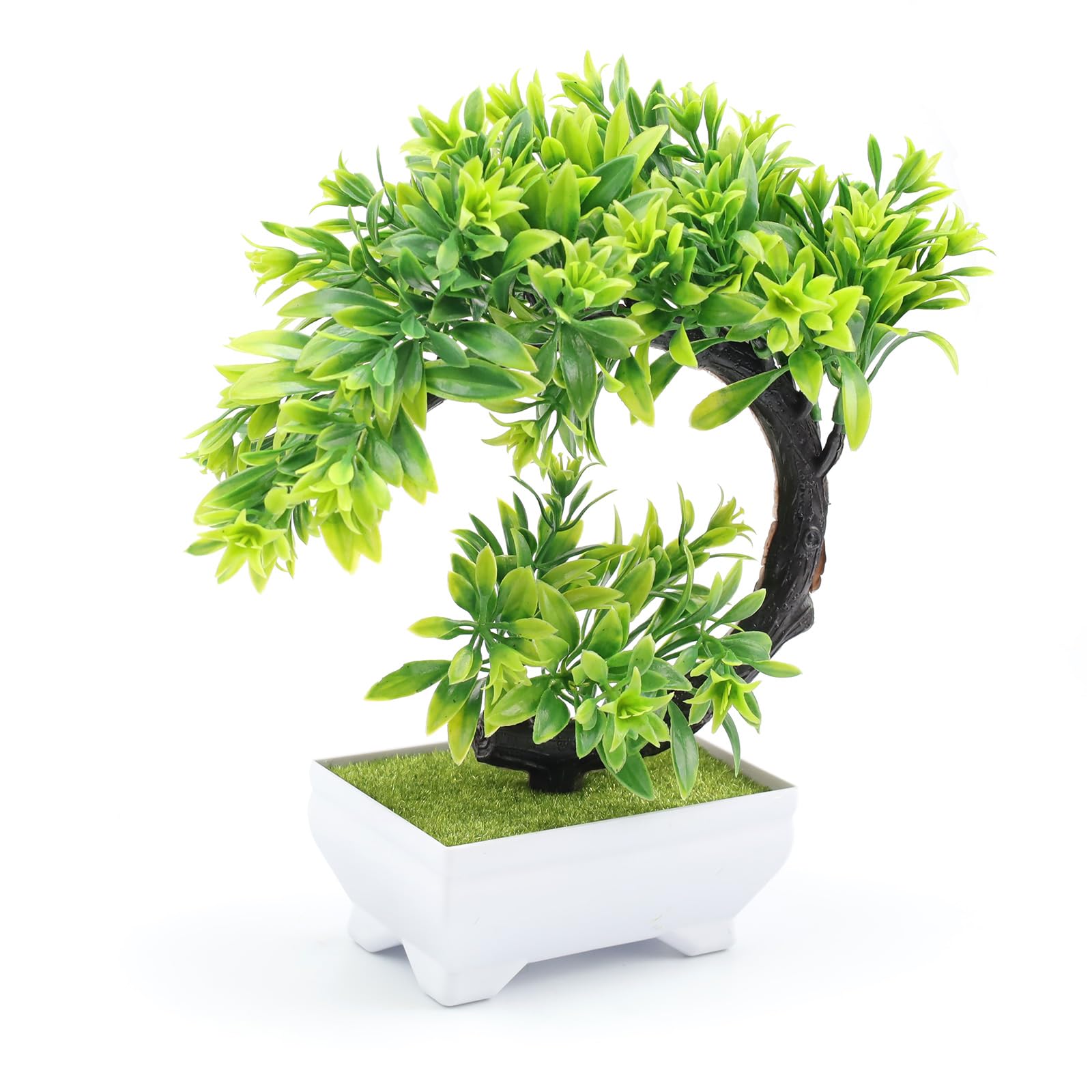 Bonsaï Artificiel En Plastique - Petite Plante Décorative Avec Pot - Pour Salon, Bureau, Salle De Bain - Sans Entretien - 12
