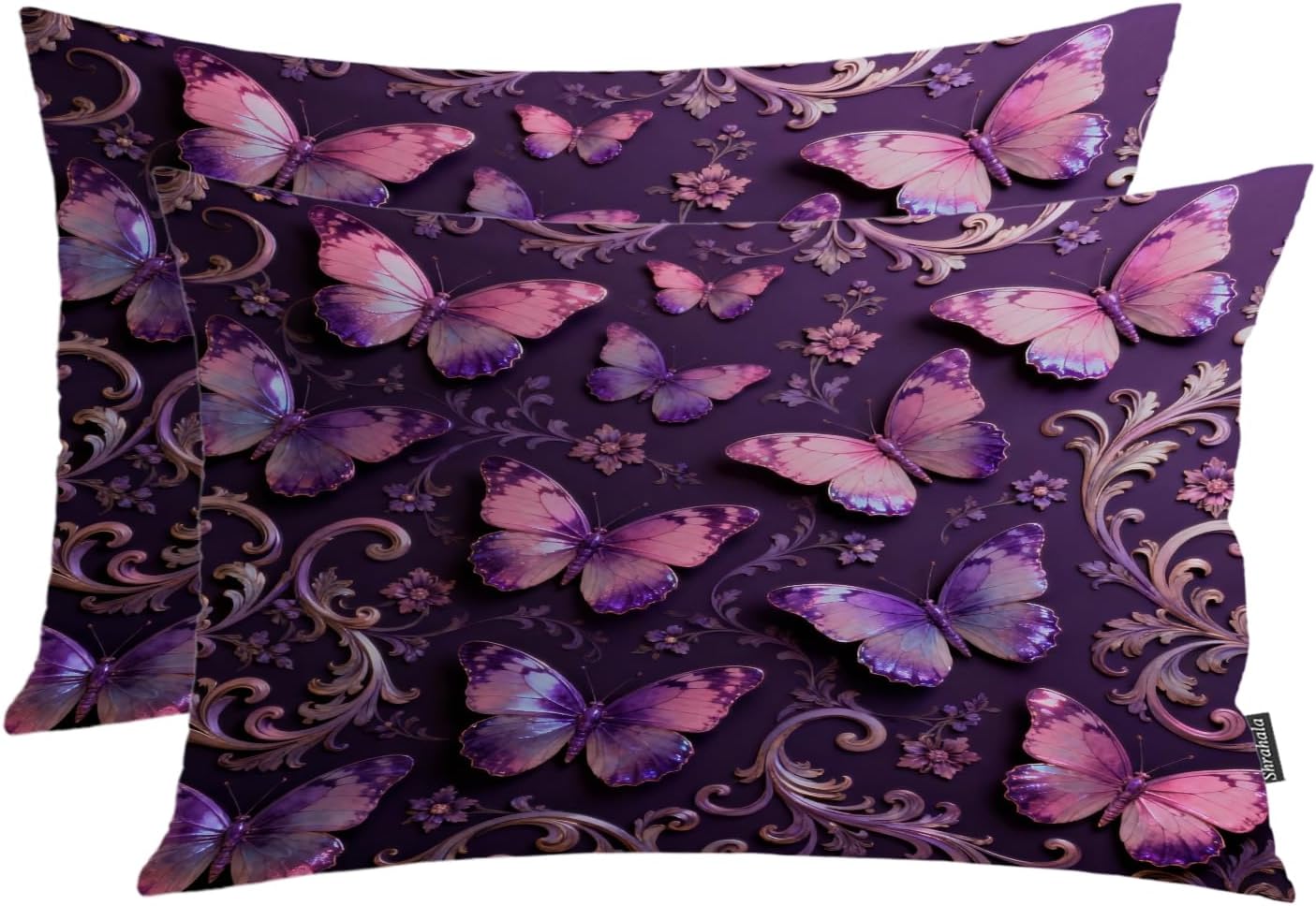 Shrahala Colorful Mandala Pillowcases, Vibrant Floral Pattern Lumbar Pillow Cover Decorative Blended Double-Sided No Inserts for Bedroom Sofa Living Room Set of 2 (26 X 20 in)