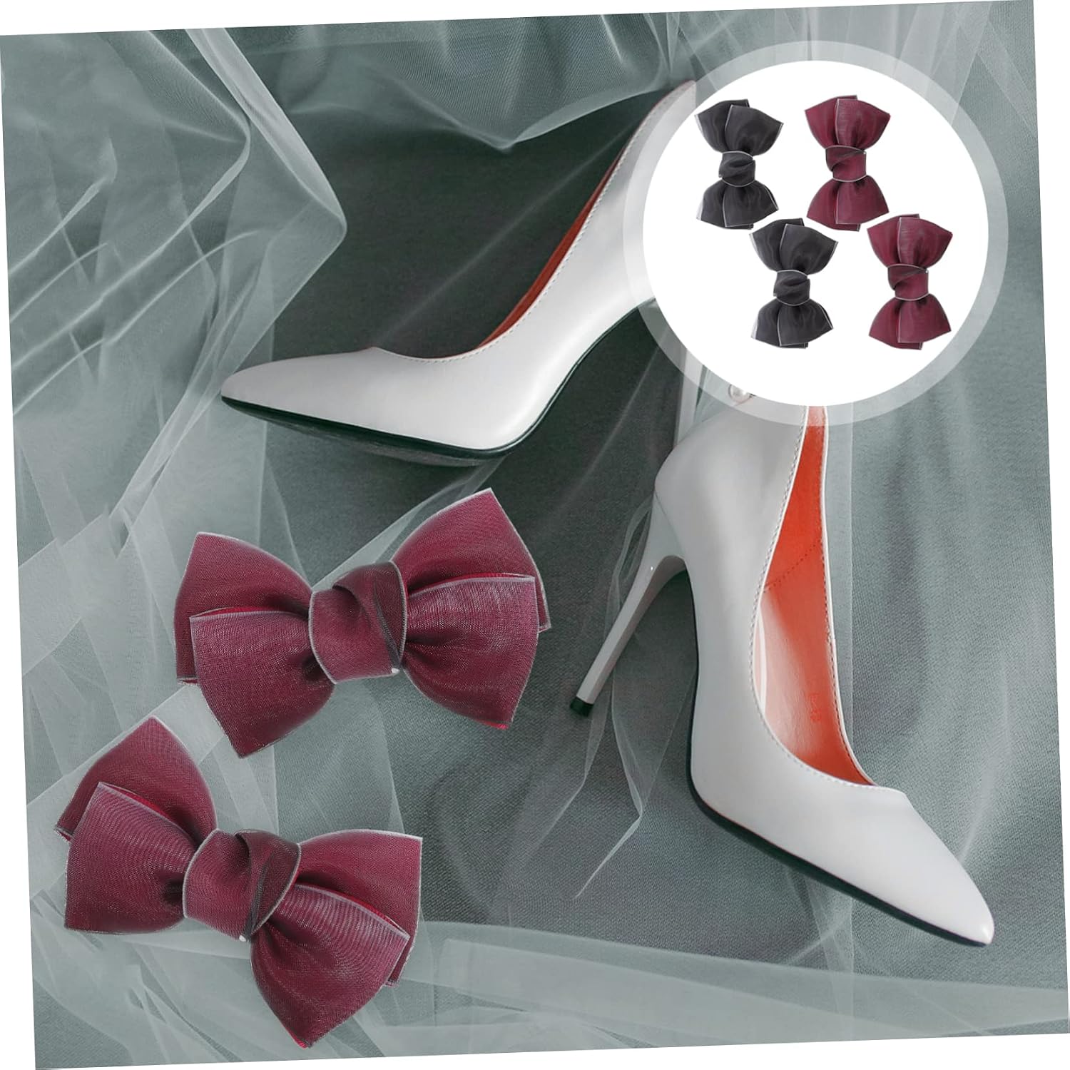 minkissy Elegant Bowknot Shoe Charms for DIY Shoe Decoration Versatile Clips for Pumps Flats and Accessories for