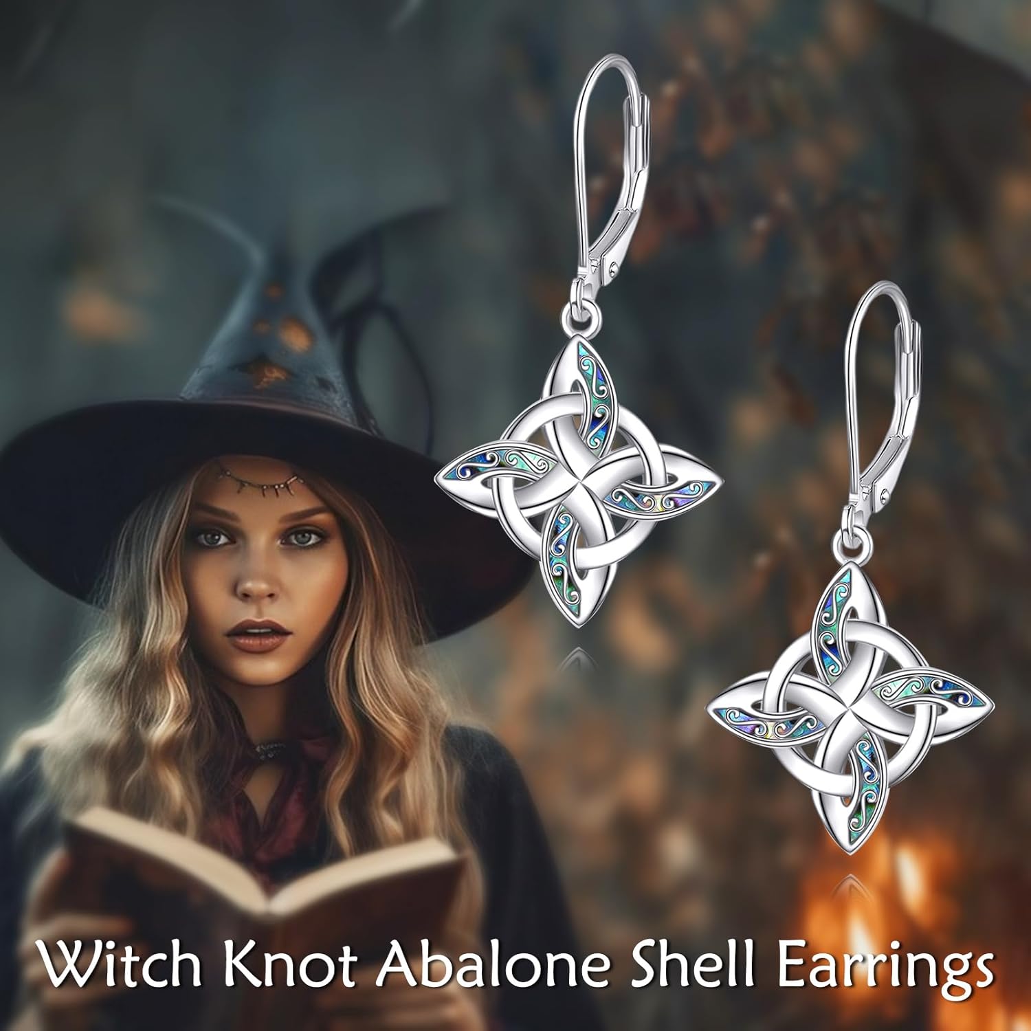 Witches Knot Earrings 925 Sterling Silver Witch Knot Celtic Knot Dangle Earrings Wiccan Pagan Witchy Jewelry Irish Gifts for Women