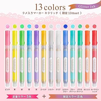 Amazon.co.jp: ゼブラ 蛍光ペン キラリッチ 13色セット WKS18-13C