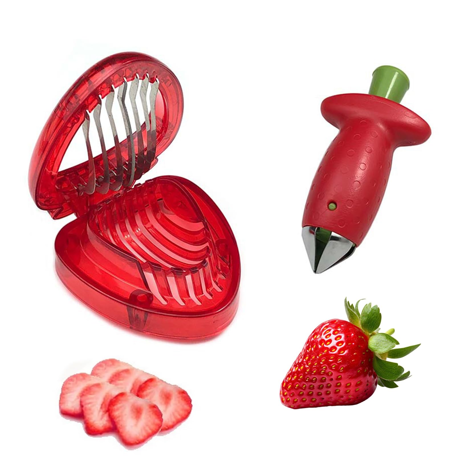 Affetta Fragole Vastsea 2 Pezzi - Acciaio Inox, 7 Lame, Design A Fragola - Foto 2