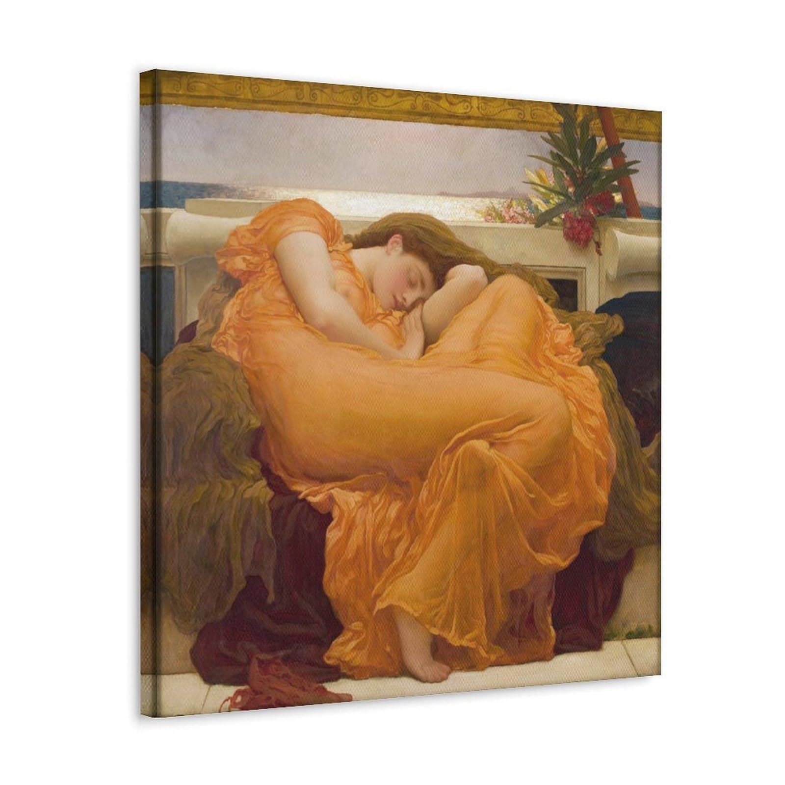 Wurbu Frame-Style Frederic Leighton Painter Works《Flaming June 1895》Posters Artworks Canvas Room Aesthetic Wall Art Prints Home Modern Decor Gifts 12X12inch(30X30cm)