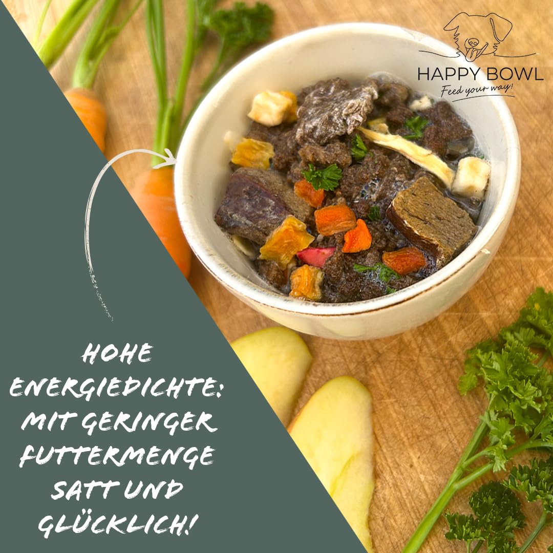 Happy Bowl - Trockenbarf Rind - 2,25kg-Beutel - Alleinfuttermittel für Hunde auf Basis natürlicher Inhaltsstoffe - Trockenfutter, Nassfutter oder Barf-Ersatz
