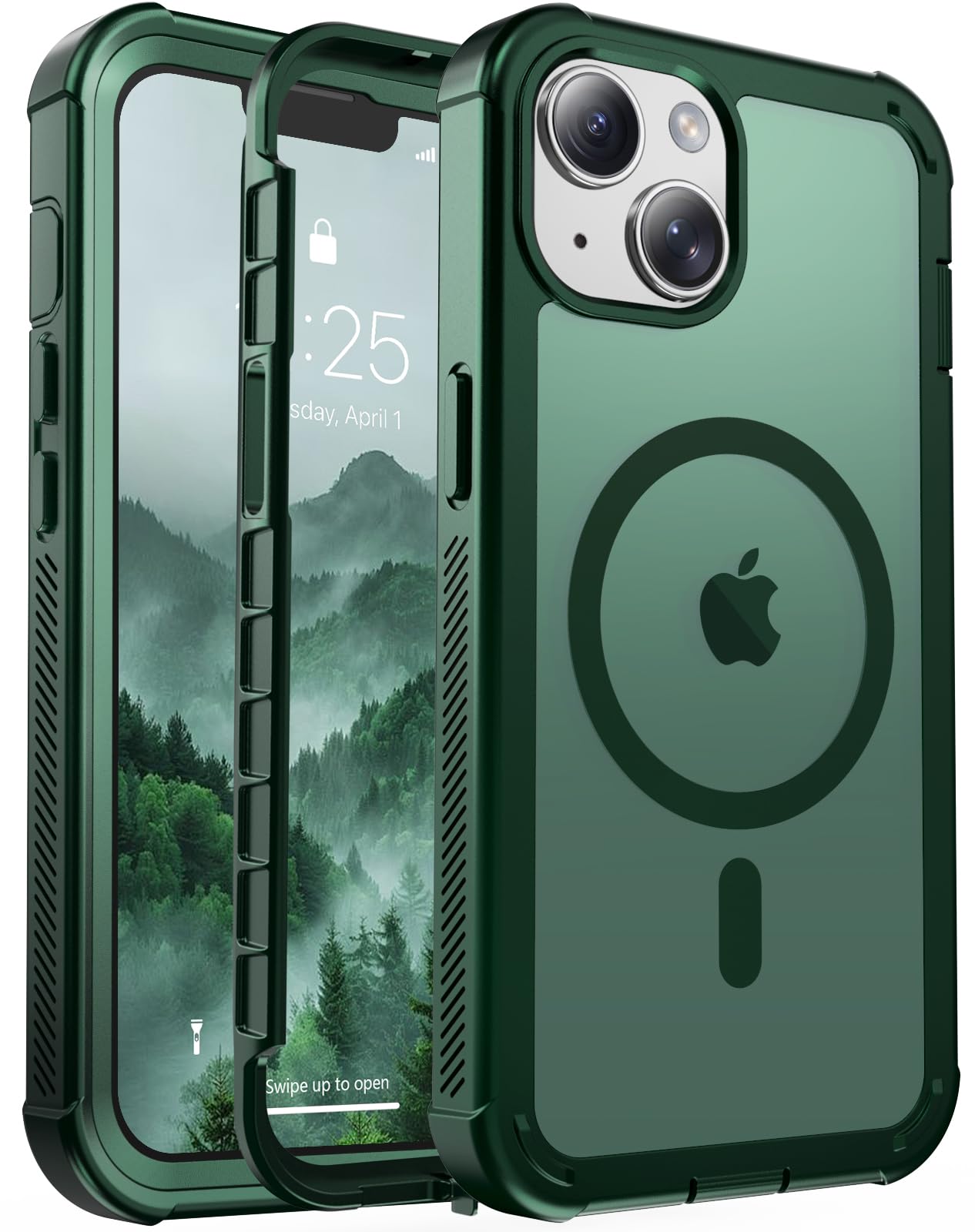 jaroco Magnetic for iPhone 13 Case Heavy Duty Protection Forest Green