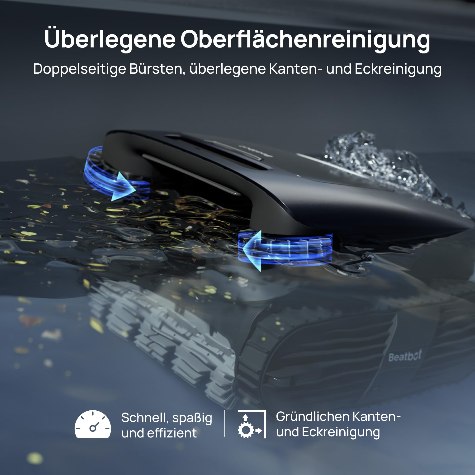 Beatbot Aquasense 2 Ultra Poolroboter, KI Mapping, 5in1 Komplettreinigung, KI-Schmutzerkennung, Poolsauger Akku für Oberfläche Boden und Wand, Poolreinigung bis zu 300m²