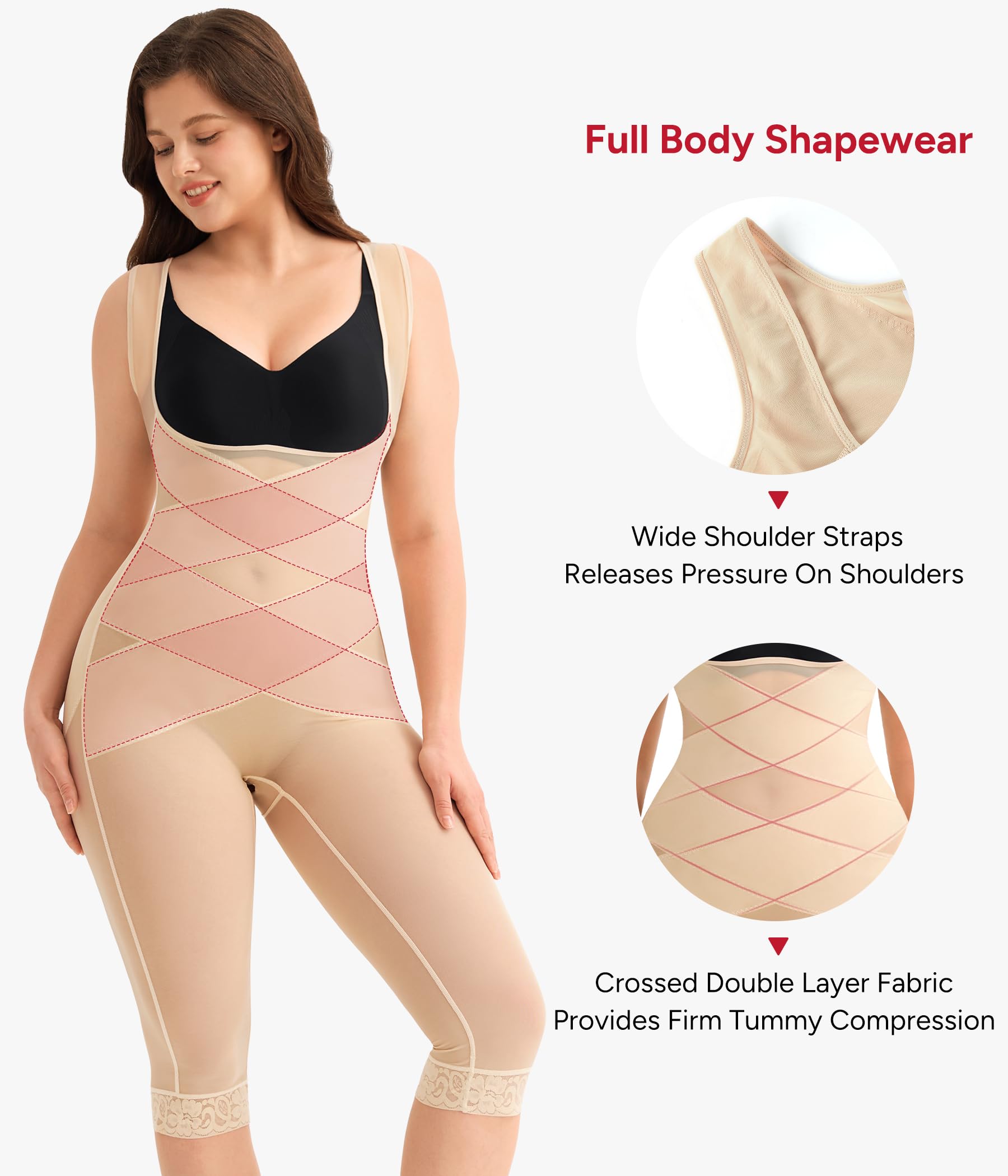 Nebility Body Gainant Femme Ventre Plat Gaine Amincissante Invisible Body Sculptant Femme Abdominoplastie Post Operatoire Combinaison Gainante Sans Couture Fajas Colombianas Shapewear